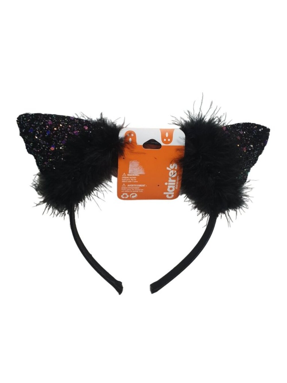 Glitter Cat Ears Black Headband Faux Fur Halloween Costume Accessories Claires - Picture 3 of 7